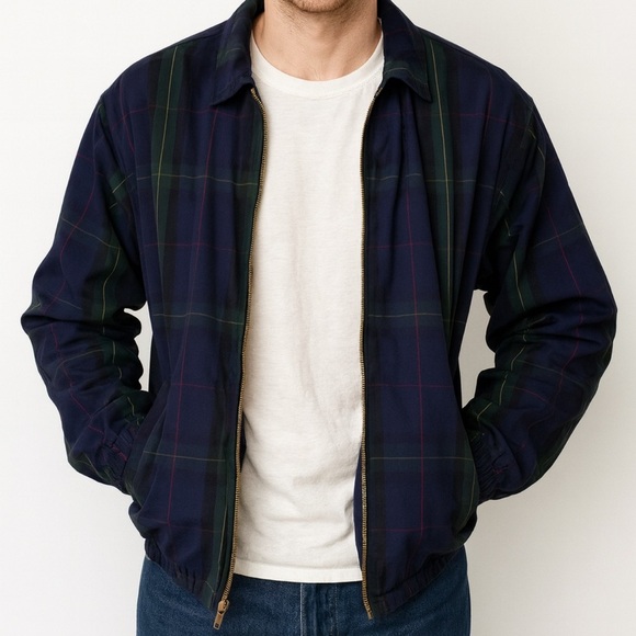 Ralph Lauren Men’s Tartan Plaid Zip-Up Jacket Size Small Cotton, Fleece-Lined - Picture 1 of 7